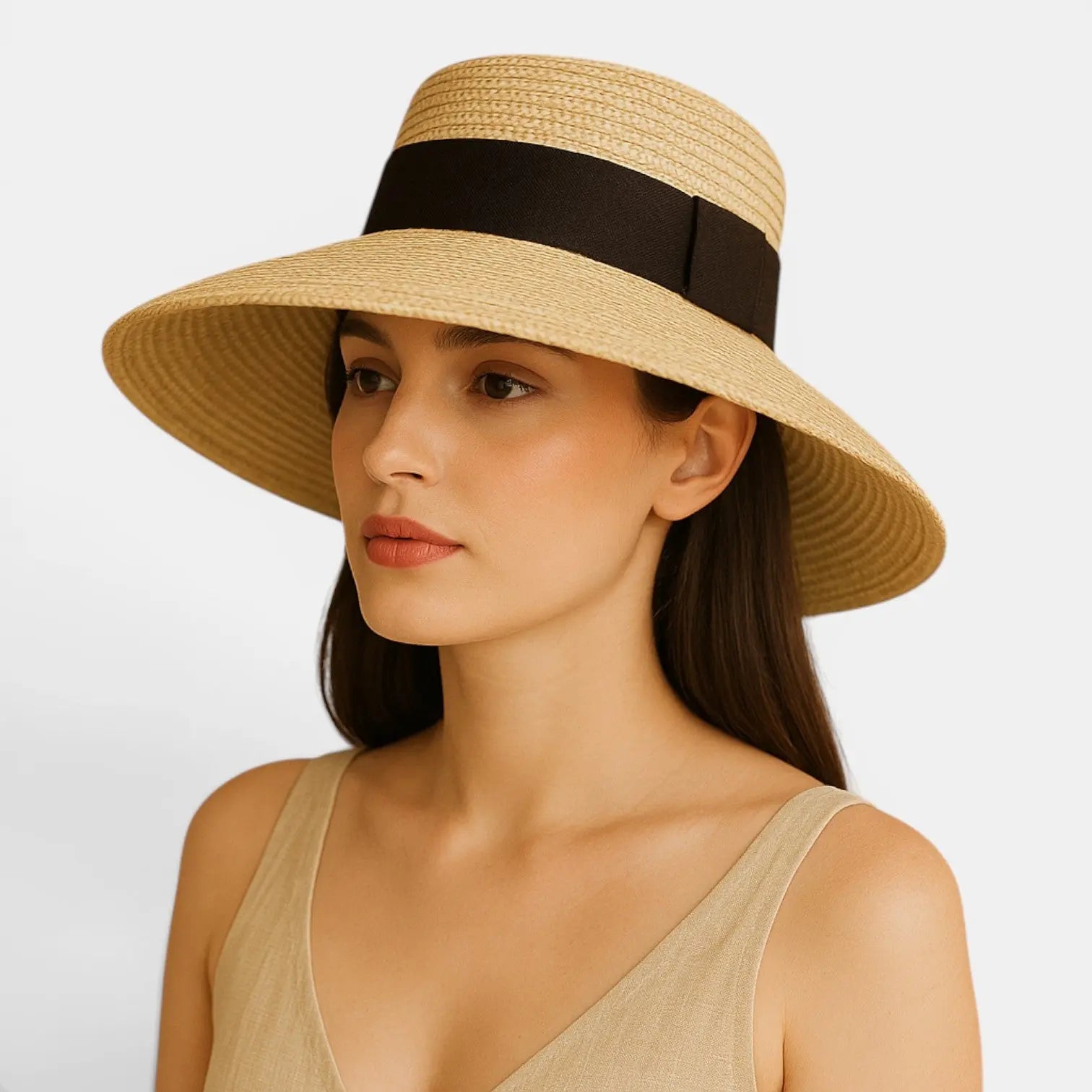 Chapeau Paille Bord Large Femme Ruban Crème La Boutique du Chapeau