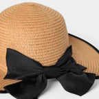 Chapeau Paille Tressée Bord Large Nœud Noir Femme La Boutique du Chapeau