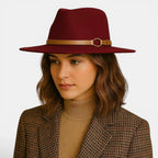 Chapeau Fedora Laine Bord Large avec Ceinture Cuir La Boutique du Chapeau