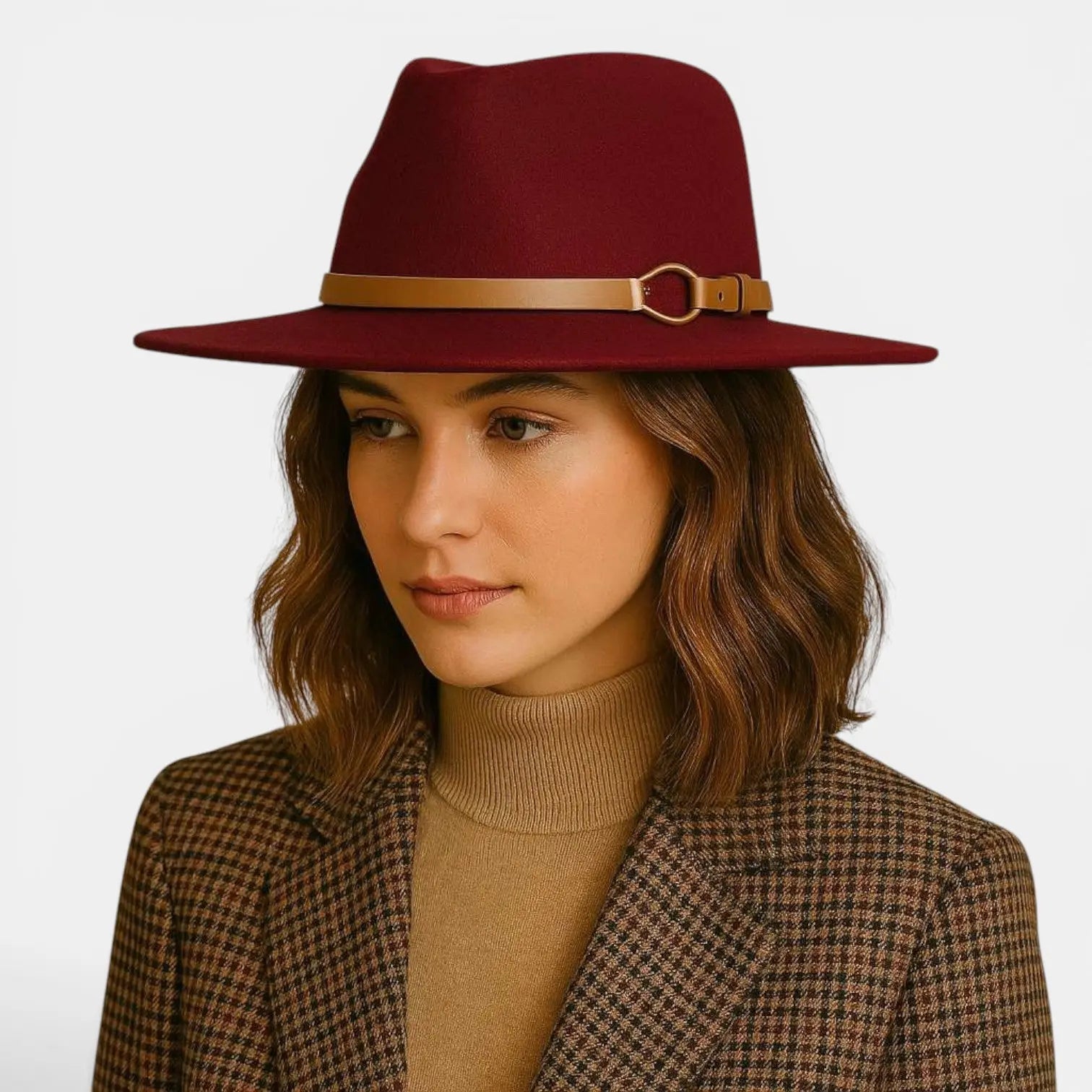 Chapeau Fedora Laine Bord Large avec Ceinture Cuir La Boutique du Chapeau