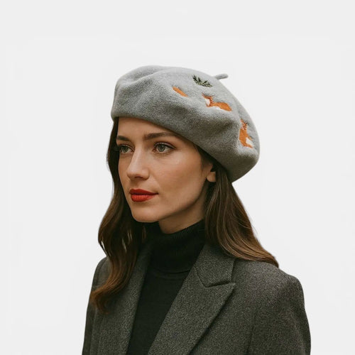 Béret Laine Brodé Motifs Animaux Femme La Boutique du Chapeau