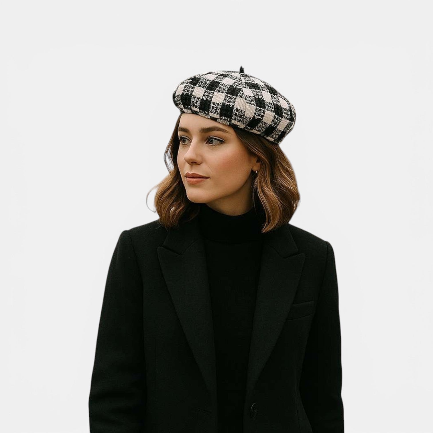 Béret Coton à Carreaux Femme