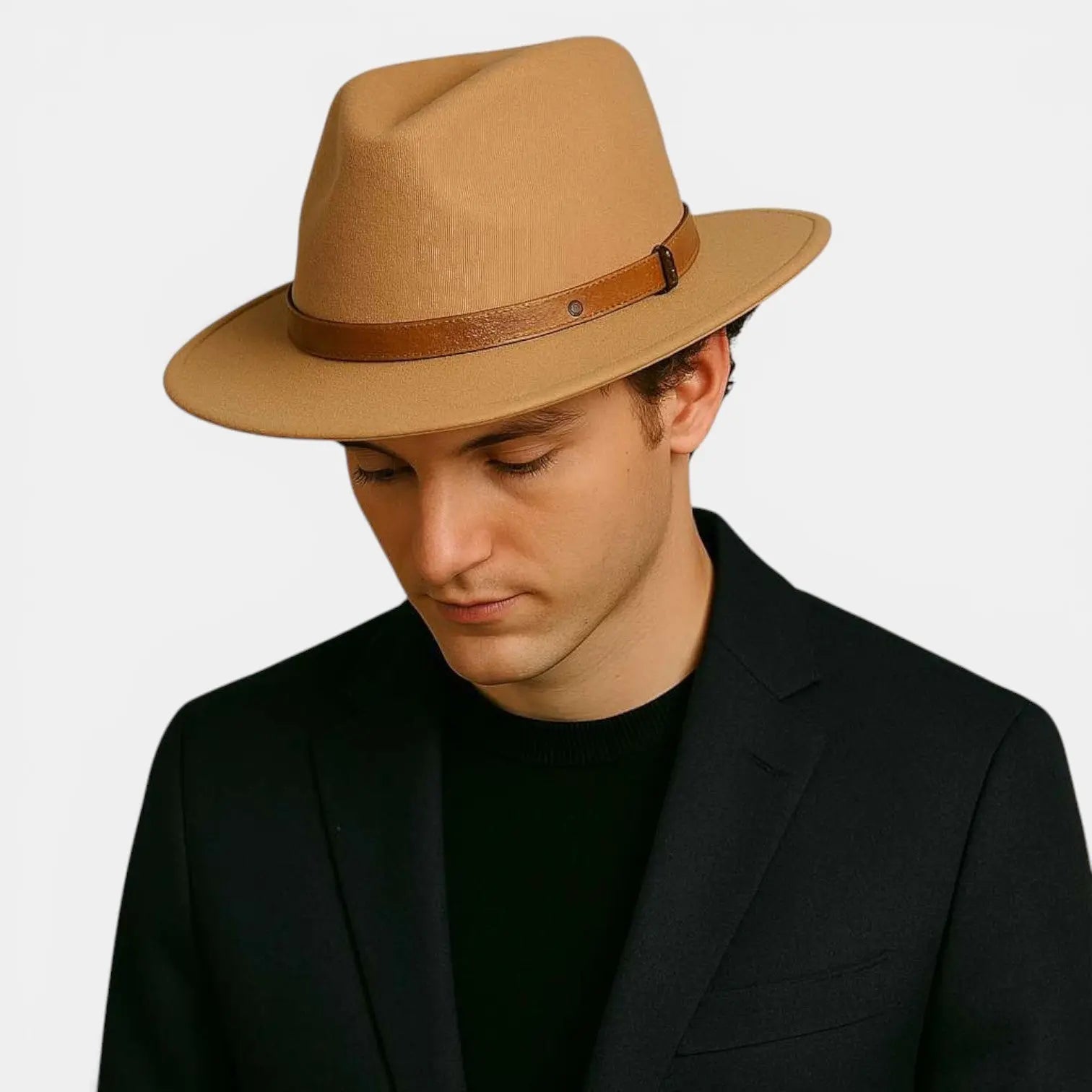 Chapeau Fedora Laine Bord Large avec Ceinture Cuir La Boutique du Chapeau