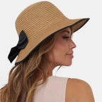 Chapeau Paille Tressée Bord Large Nœud Noir Femme La Boutique du Chapeau