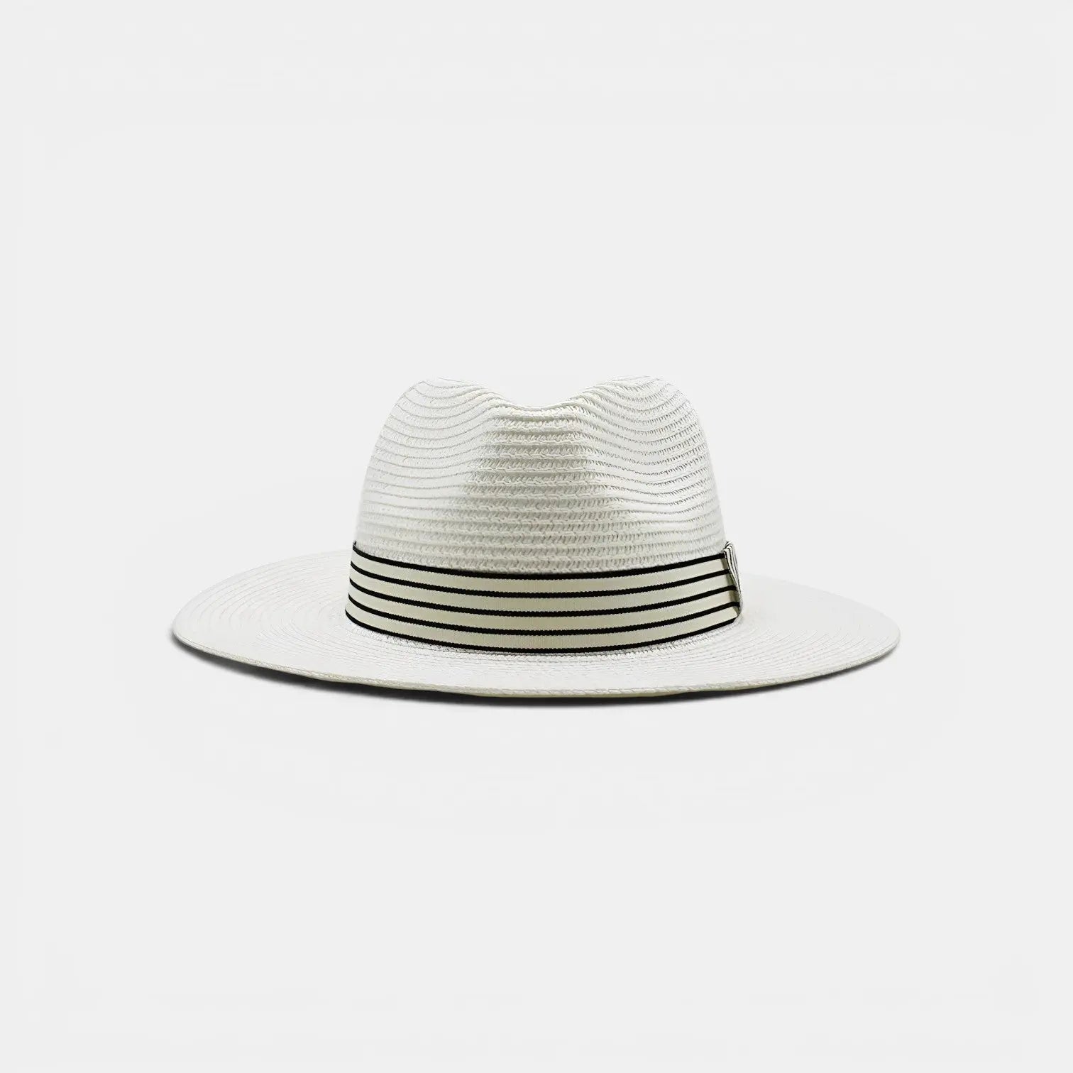 Chapeau Panama Paille Bord Large Unisexe Bandeau Rayé