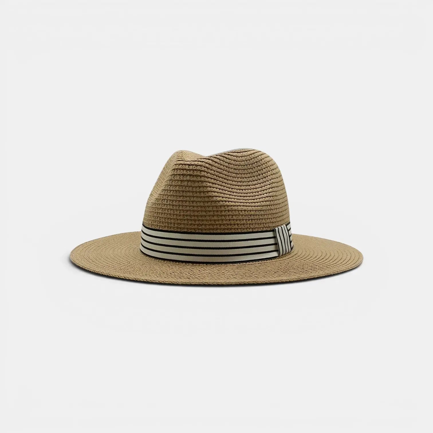Chapeau Panama Paille Bord Large Unisexe Bandeau Rayé