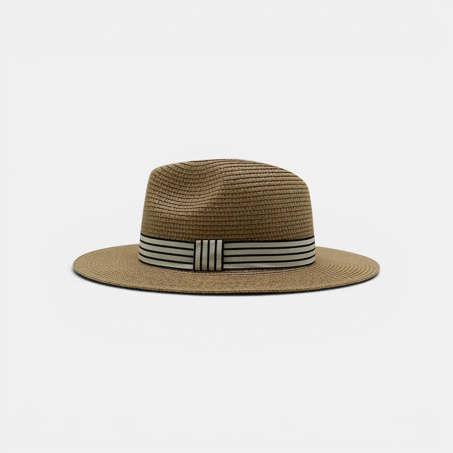 Chapeau Panama Paille Bord Large Unisexe Bandeau Rayé