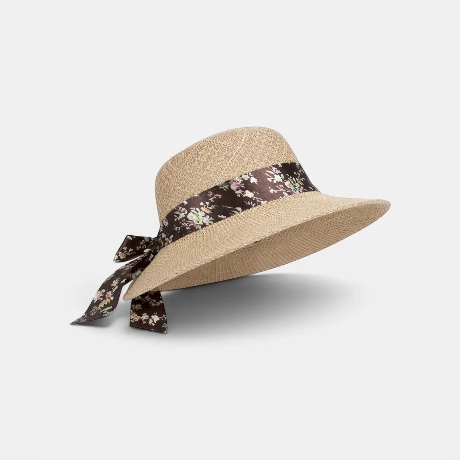 Chapeau Paille Bord Large Ruban Fleuri Femme