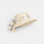 Chapeau Paille Structuré Bord Large Ruban Fleuri Femme La Boutique du Chapeau