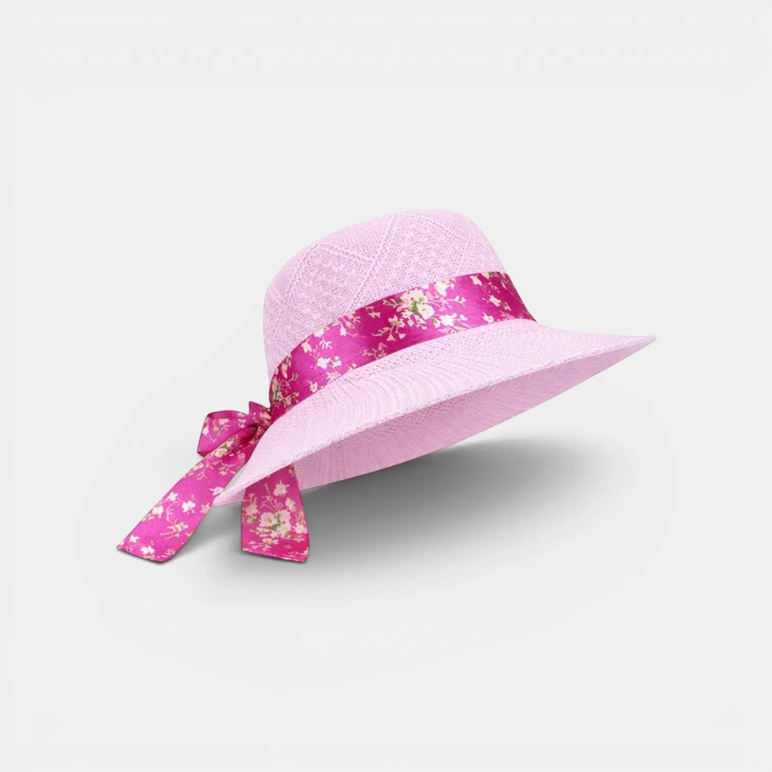Chapeau Paille Bord Large Ruban Fleuri Femme