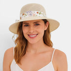 Chapeau Paille Structuré Bord Large Ruban Fleuri Femme La Boutique du Chapeau