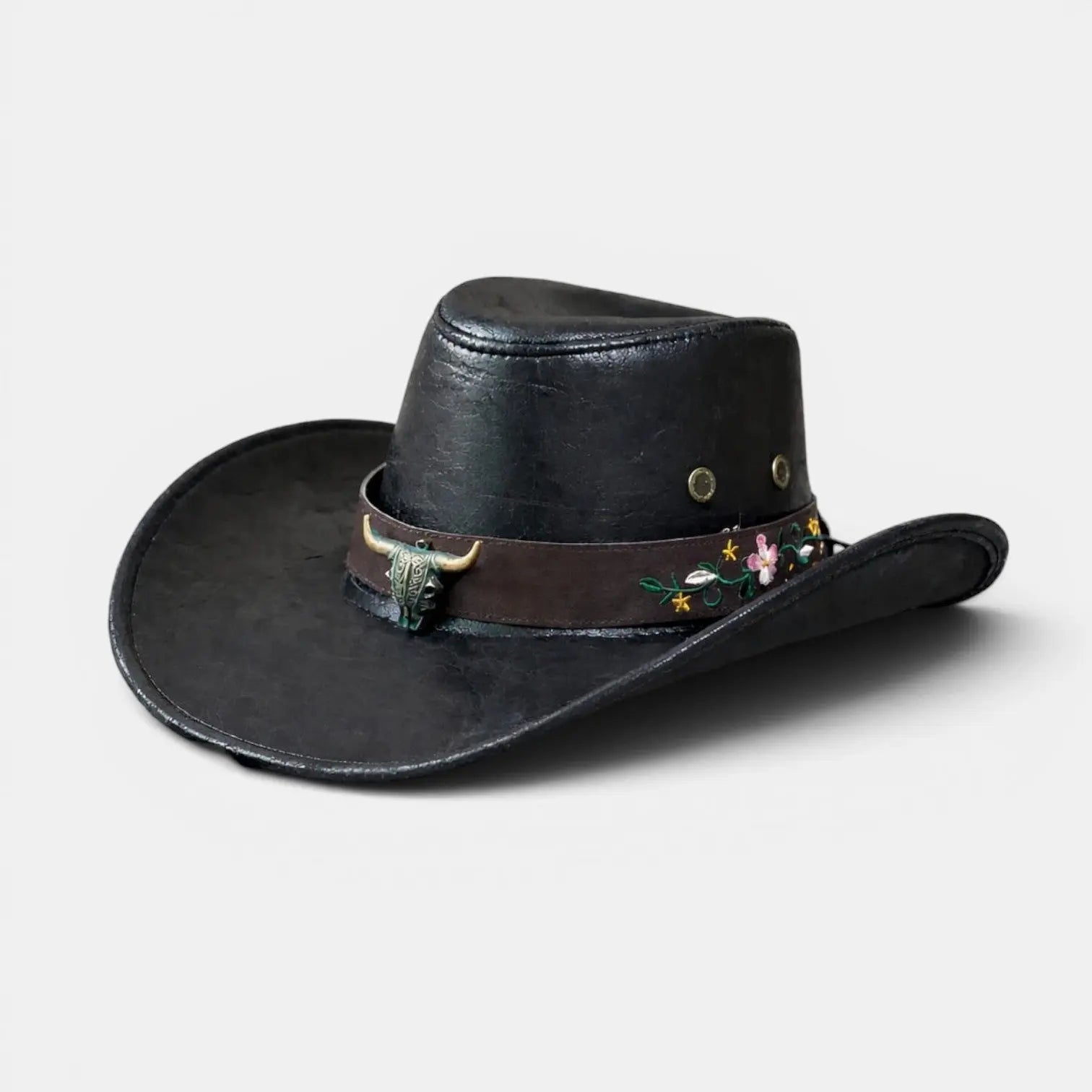 Chapeau Cowboy Cuir Bord Large avec Cordon Unisexe La Boutique du Chapeau