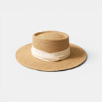 Chapeau Paille Canotier Bord Large Ruban Femme La Boutique du Chapeau