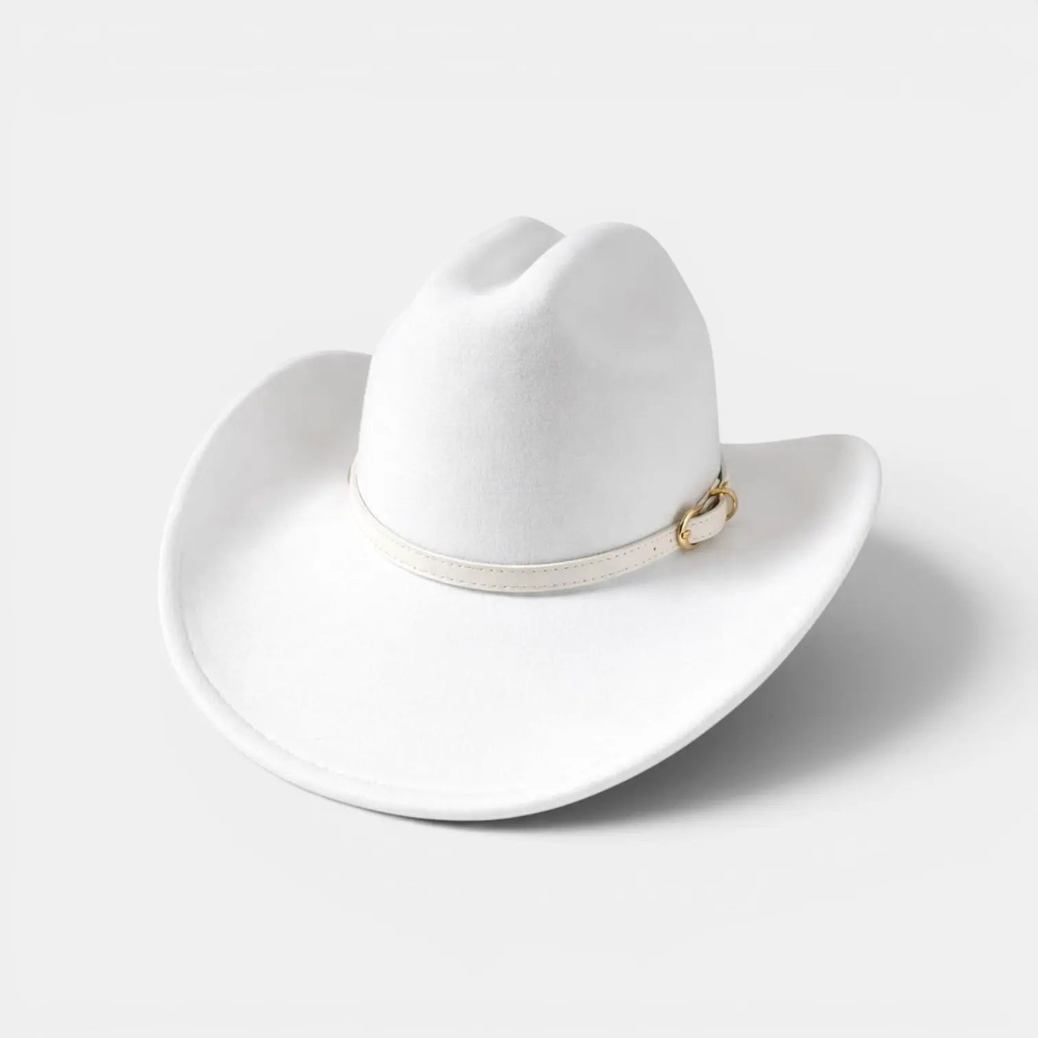 Chapeau Cowboy Feutre Blanc Bande Cuir Colorée Unisexe La Boutique du Chapeau