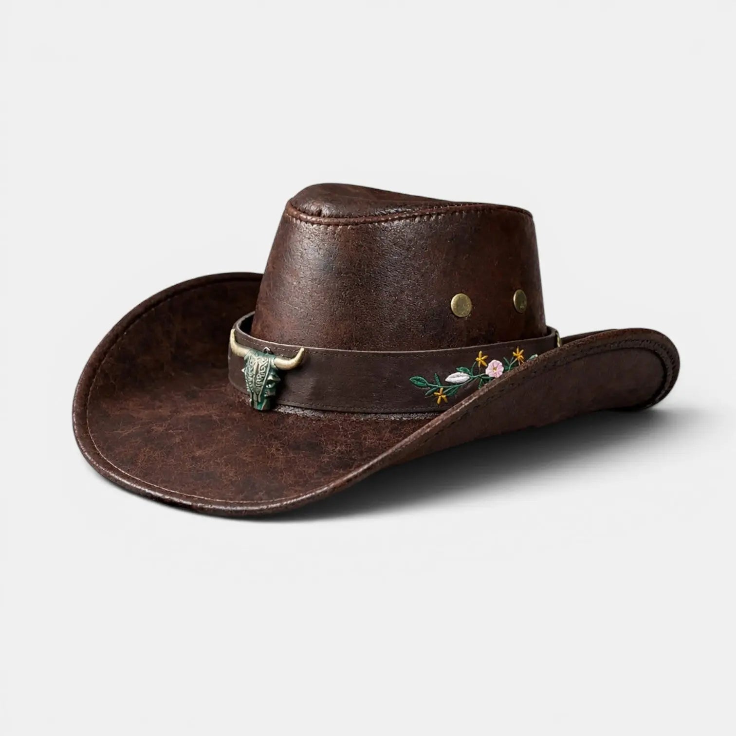Chapeau Cowboy Cuir Bord Large avec Cordon Unisexe La Boutique du Chapeau