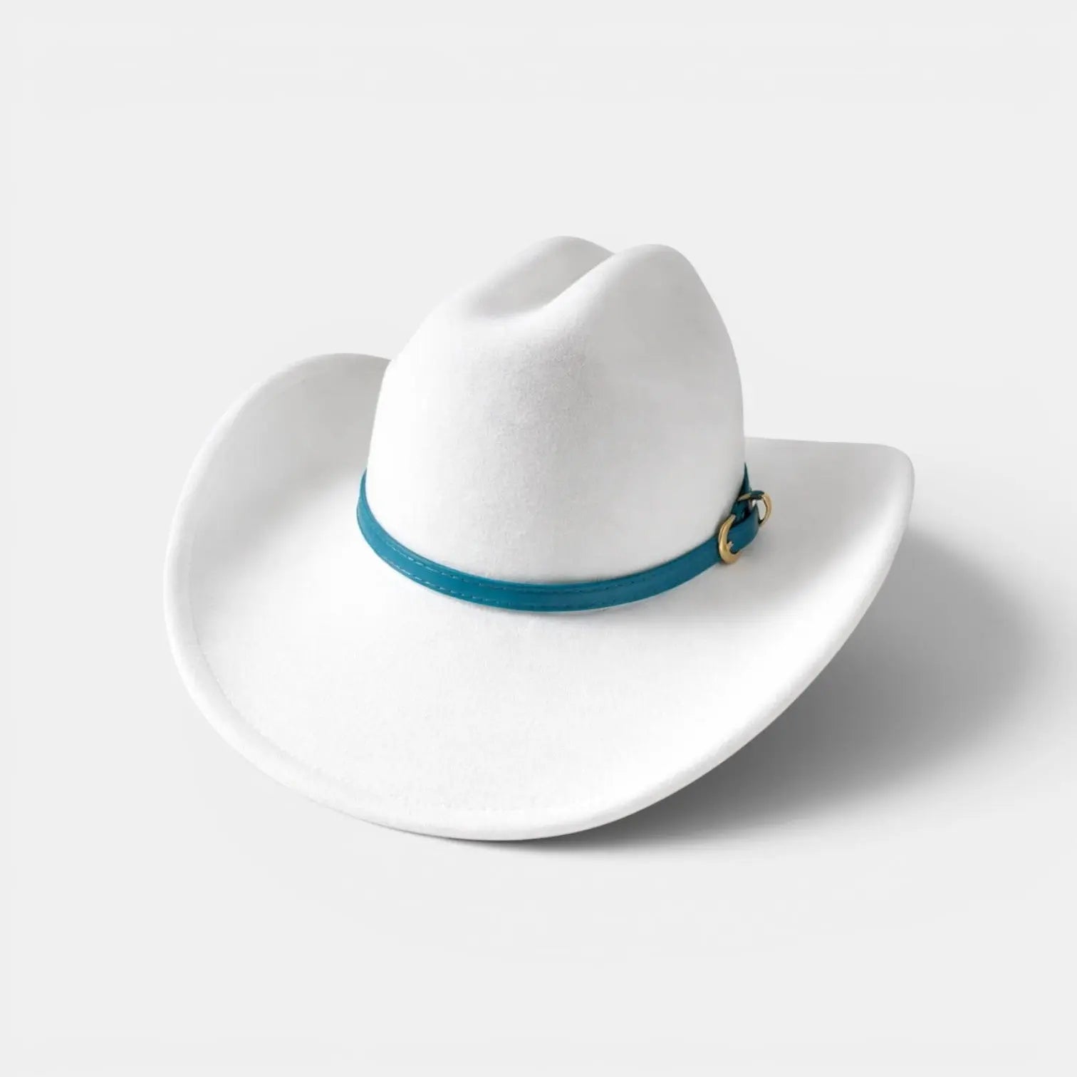 Chapeau Cowboy Feutre Blanc Bande Cuir Colorée Unisexe La Boutique du Chapeau
