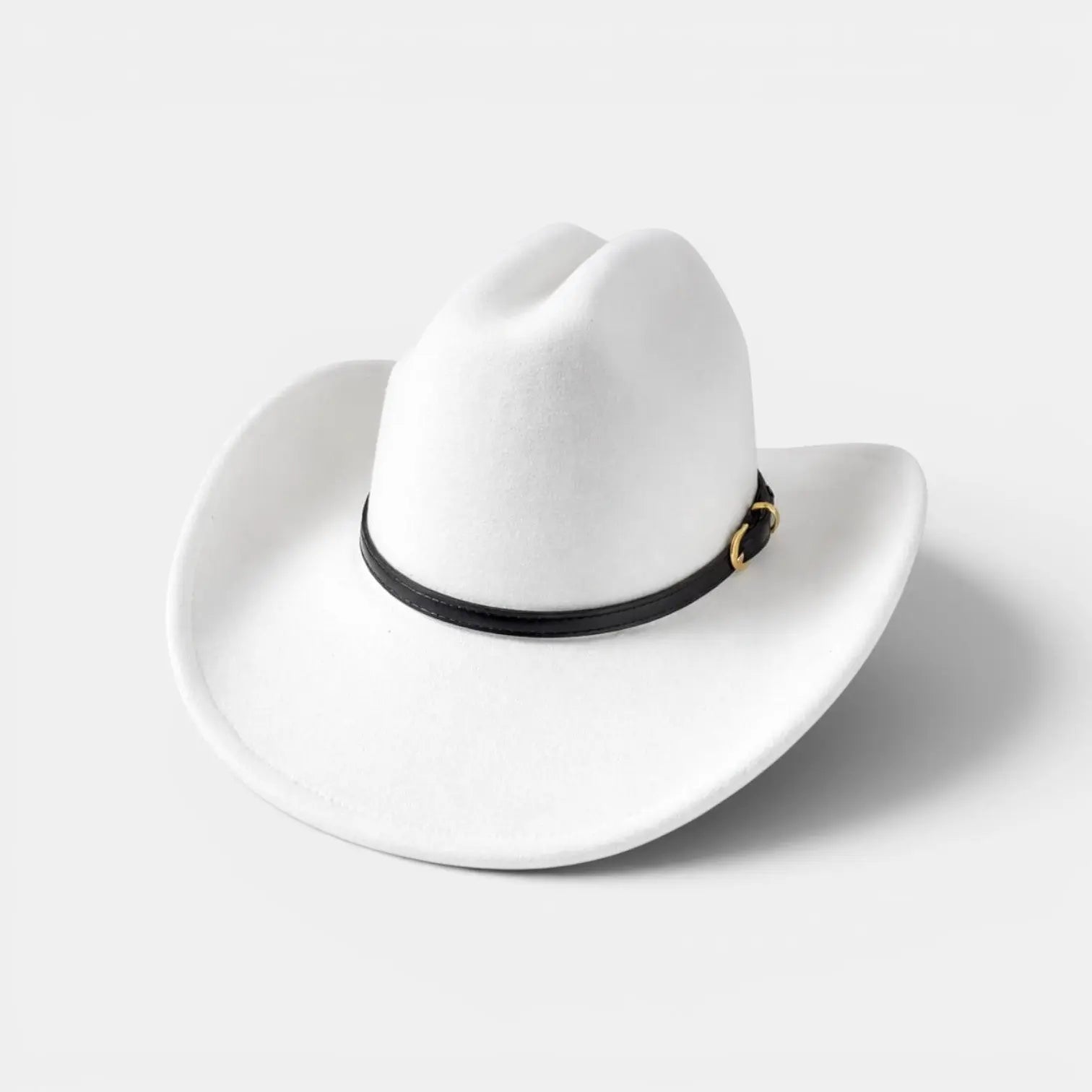Chapeau Cowboy Feutre Blanc Bande Cuir Colorée Unisexe La Boutique du Chapeau