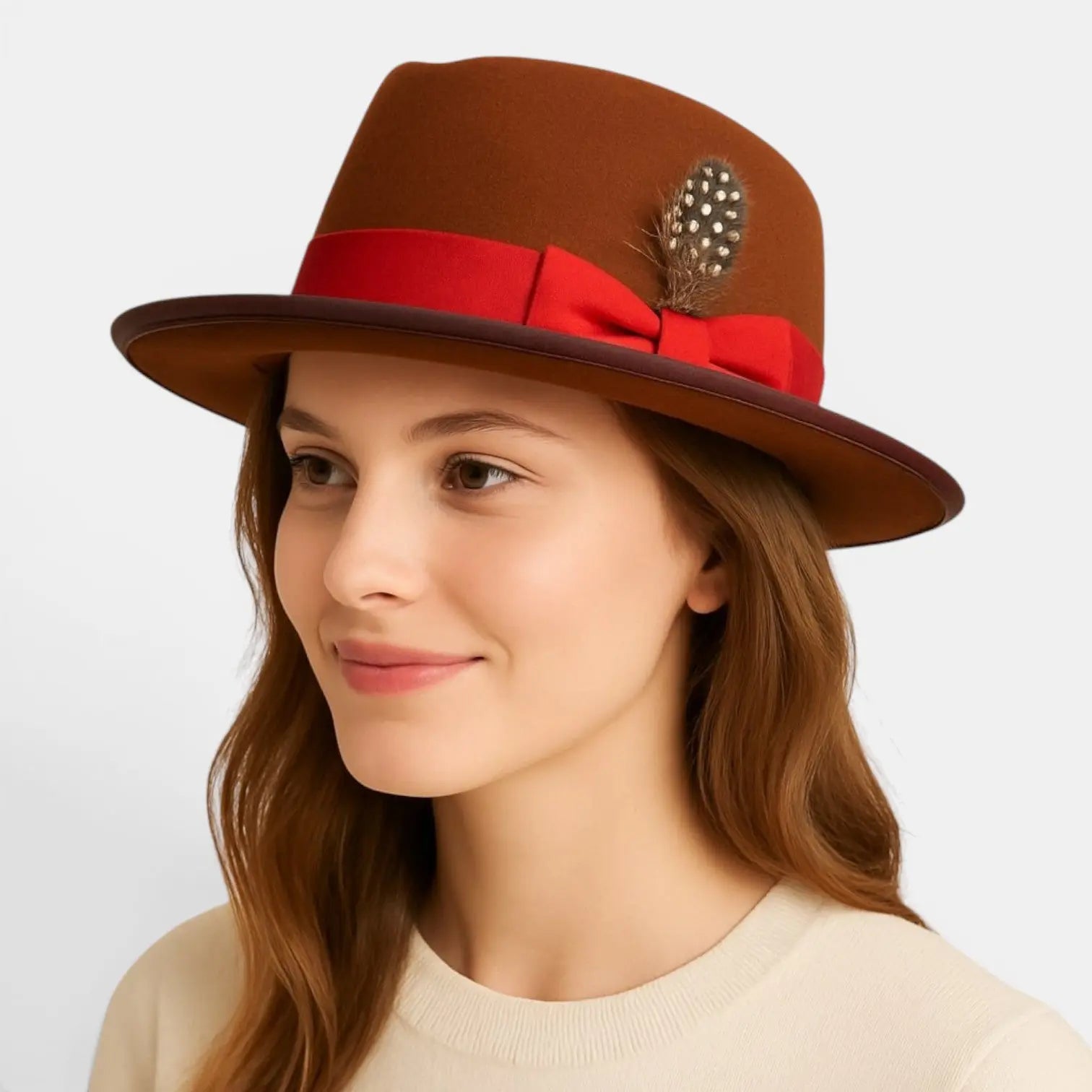 Chapeau Fedora Laine Plume Homme Femme