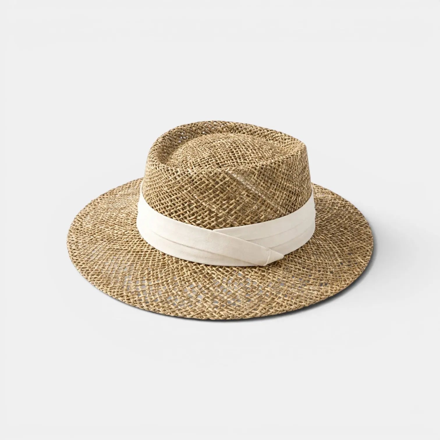 Chapeau Paille Bord Large Tressé Mixte Ruban Blanc La Boutique du Chapeau