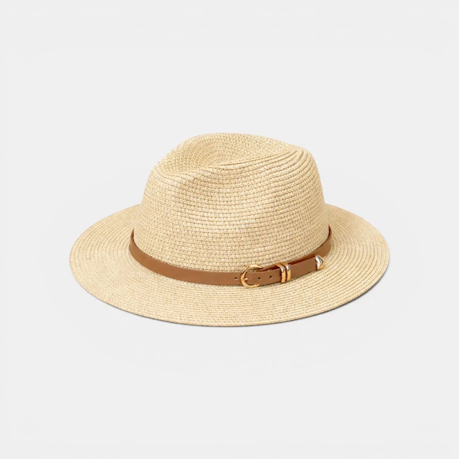 Chapeau Panama Paille Bande Cuir Unisexe