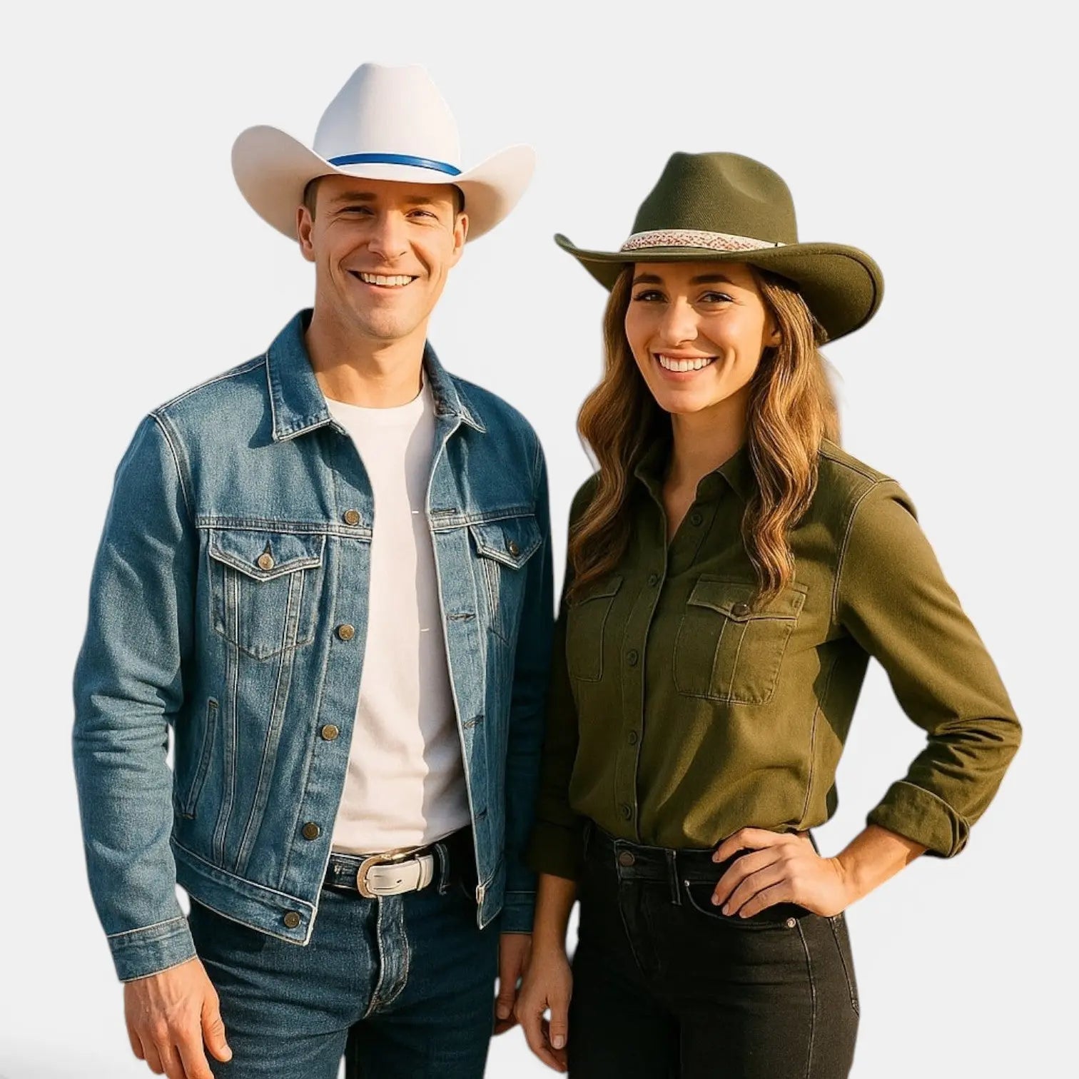 Chapeau Cowboy Feutre Blanc Bande Cuir Colorée Unisexe La Boutique du Chapeau