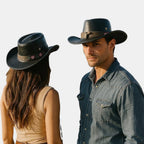 Chapeau Cowboy Cuir Bord Large avec Cordon Unisexe La Boutique du Chapeau