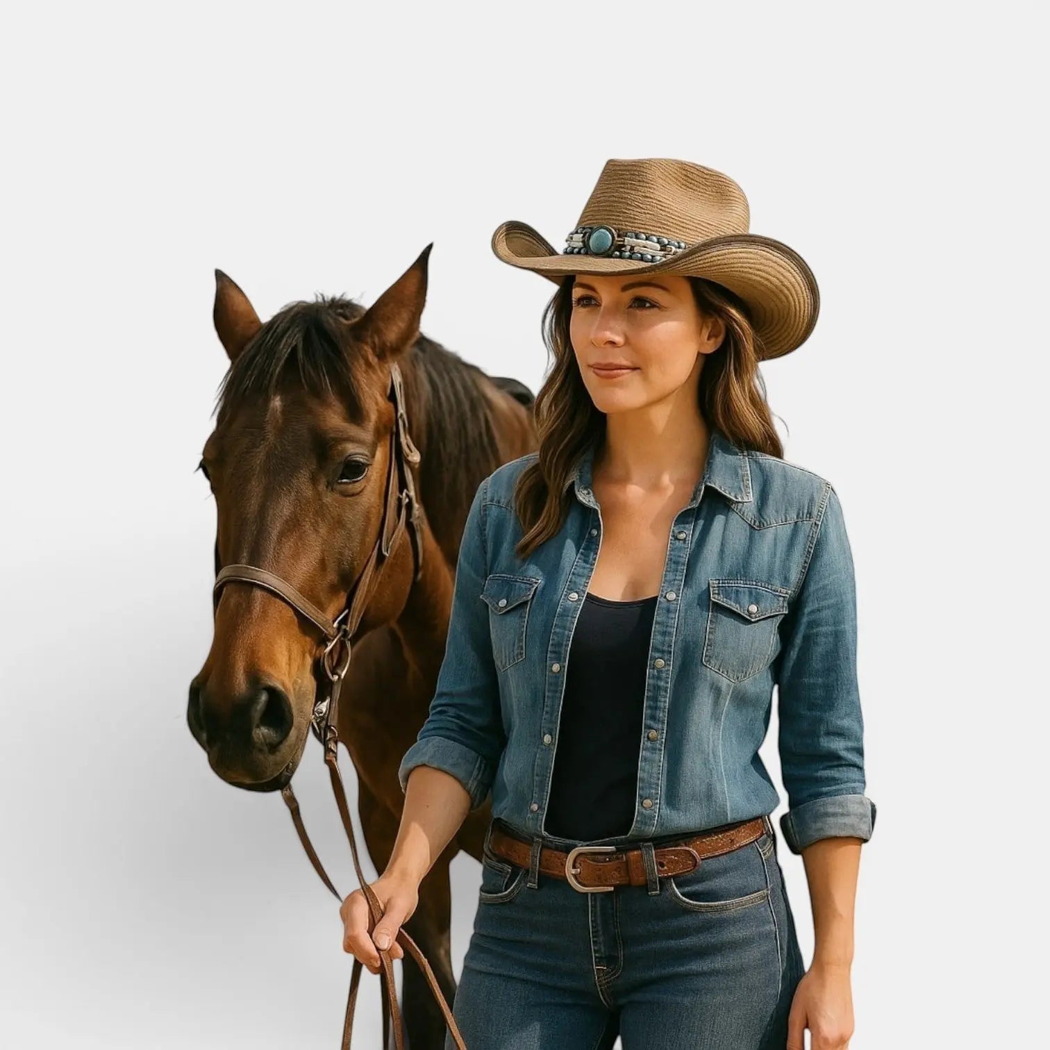 Chapeau Cowboy Paille Bandeau Perles Femme La Boutique du Chapeau