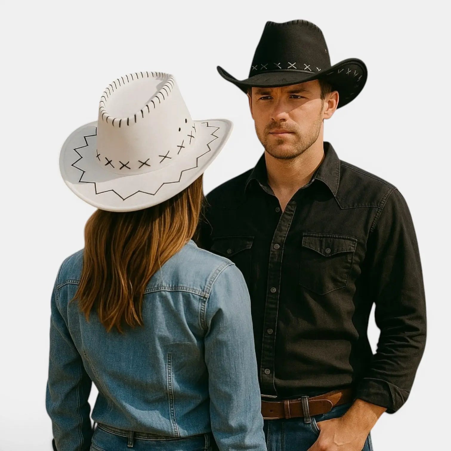 Chapeau Cowboy Suédine Bord Large Coutures Zigzag La Boutique du Chapeau