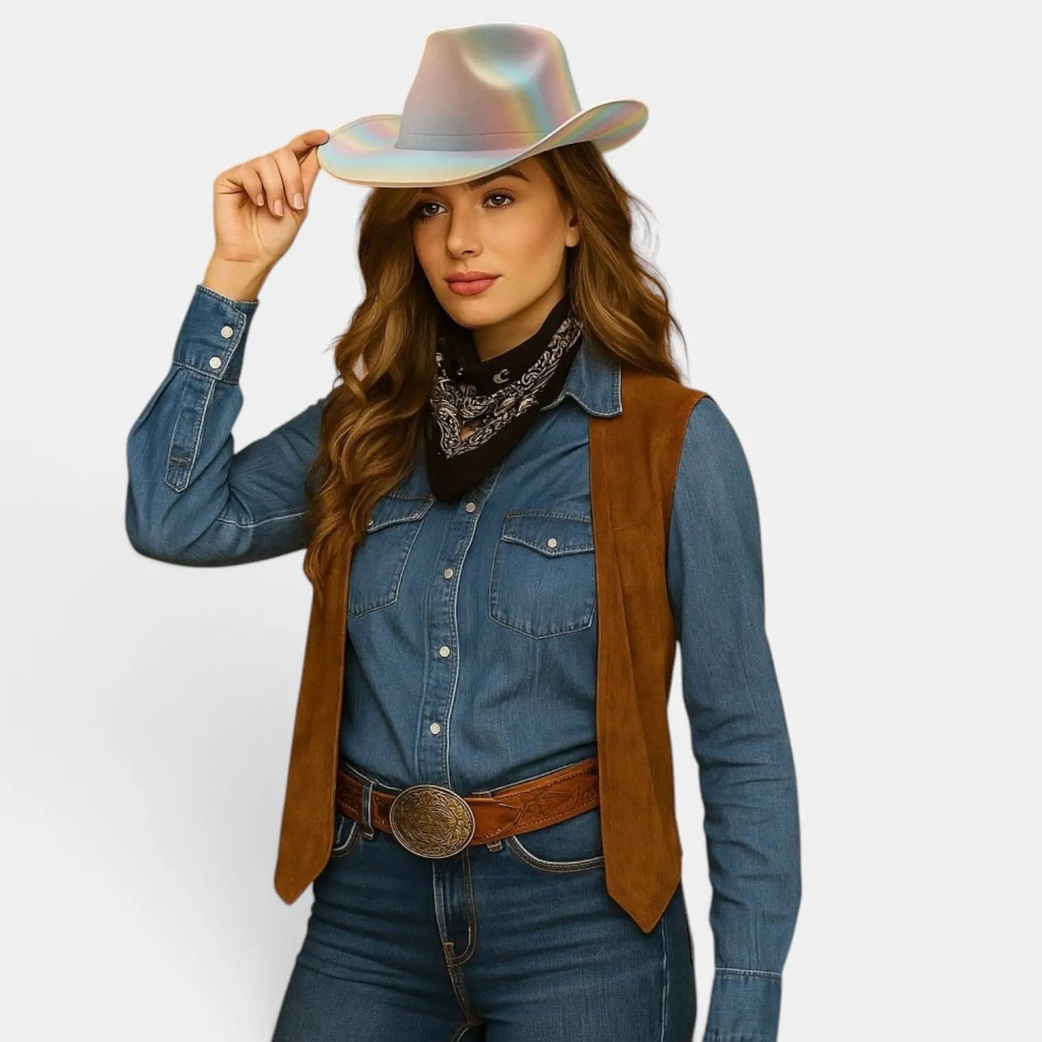 Chapeau Cowboy Holographique Irisé Femme La Boutique du Chapeau