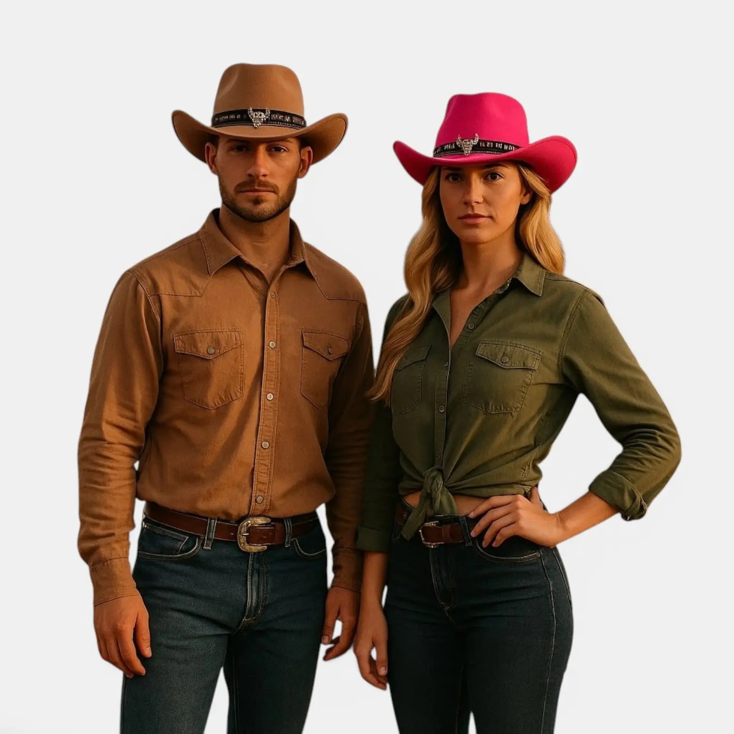 Chapeau Cowboy Feutrine Bandeau Ethnique Tête de Taureau La Boutique du Chapeau