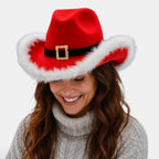 Chapeau Cowboy Feutrine Bordure Fourrure Femme Noël La Boutique du Chapeau
