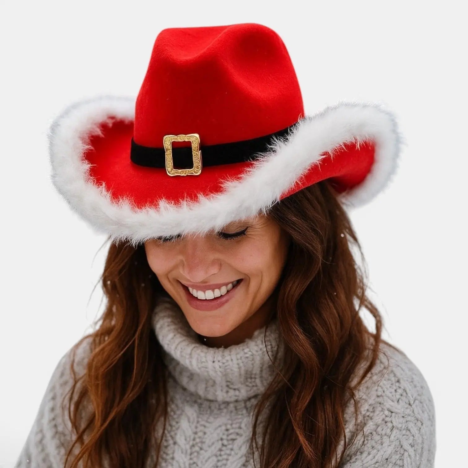 Chapeau Cowboy Feutrine Bordure Fourrure Femme Noël La Boutique du Chapeau