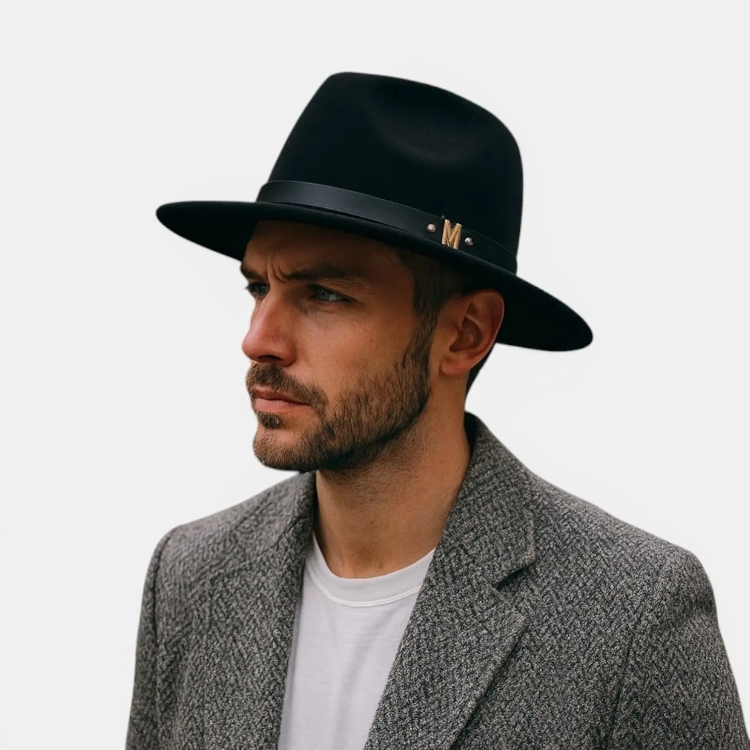 Chapeau Fedora Feutre Bande Cuir Initiale Dorée La Boutique du Chapeau