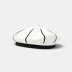 Béret Laine Rayures Contrastantes Femme La Boutique du Chapeau