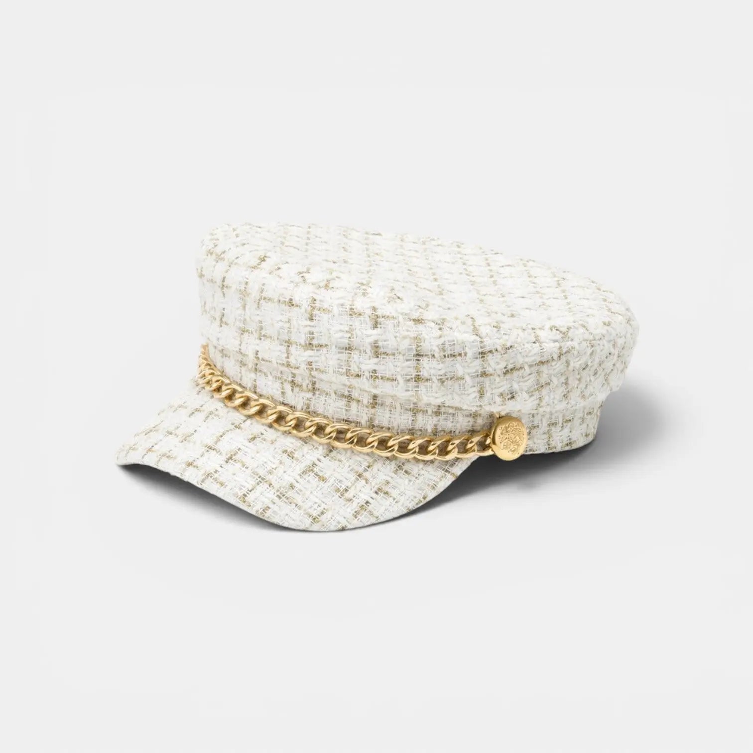 Casquette Gavroche Tweed Chaîne Dorée Femme La Boutique du Chapeau