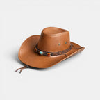 Chapeau Cowboy Cuir Bande Turquoise Unisexe La Boutique du Chapeau