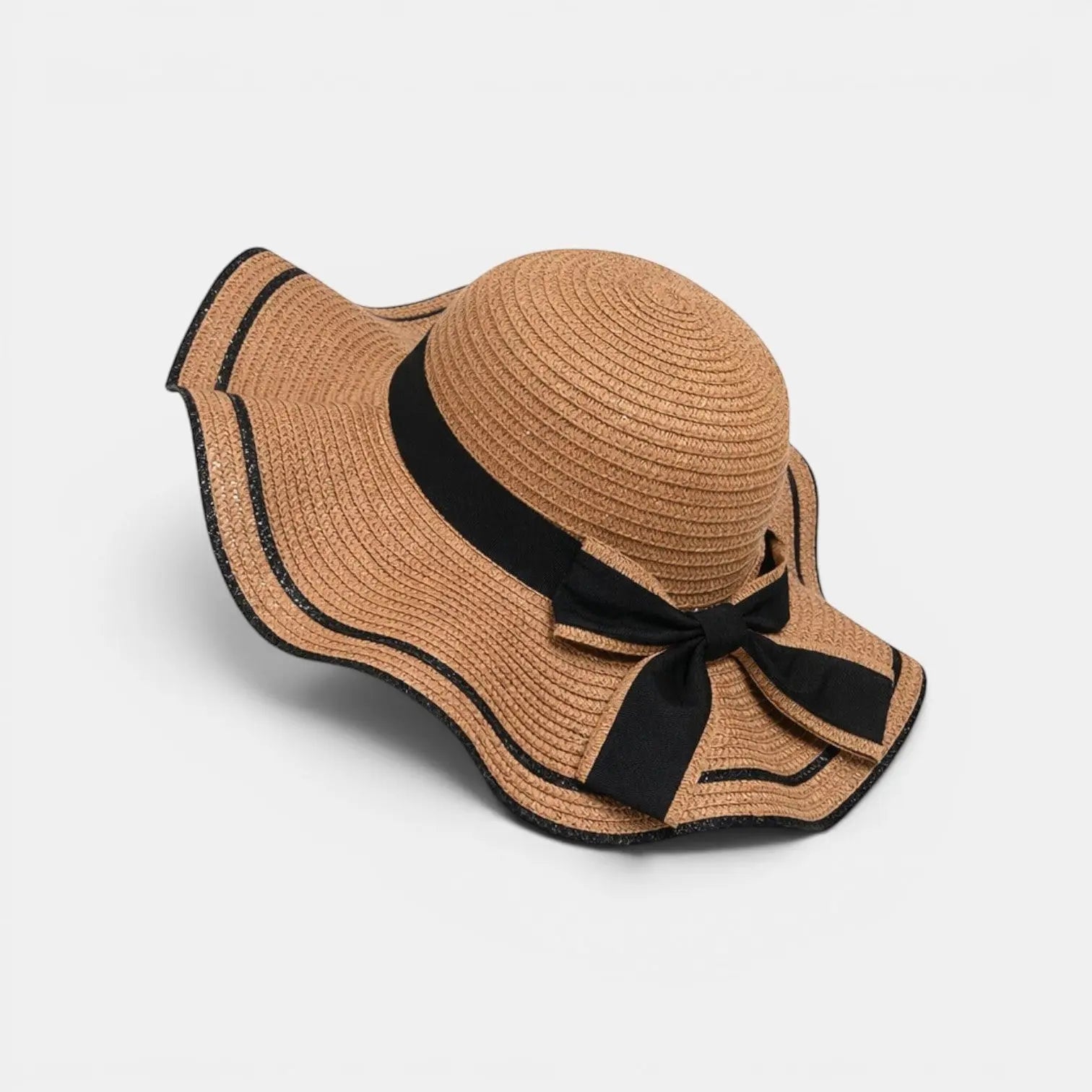 Chapeau Paille Bords Ondulés Liseré Noir Nœud Femme La Boutique du Chapeau