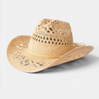 Chapeau Cowboy Paille Tressée Ajourée Bord Large Femme La Boutique du Chapeau
