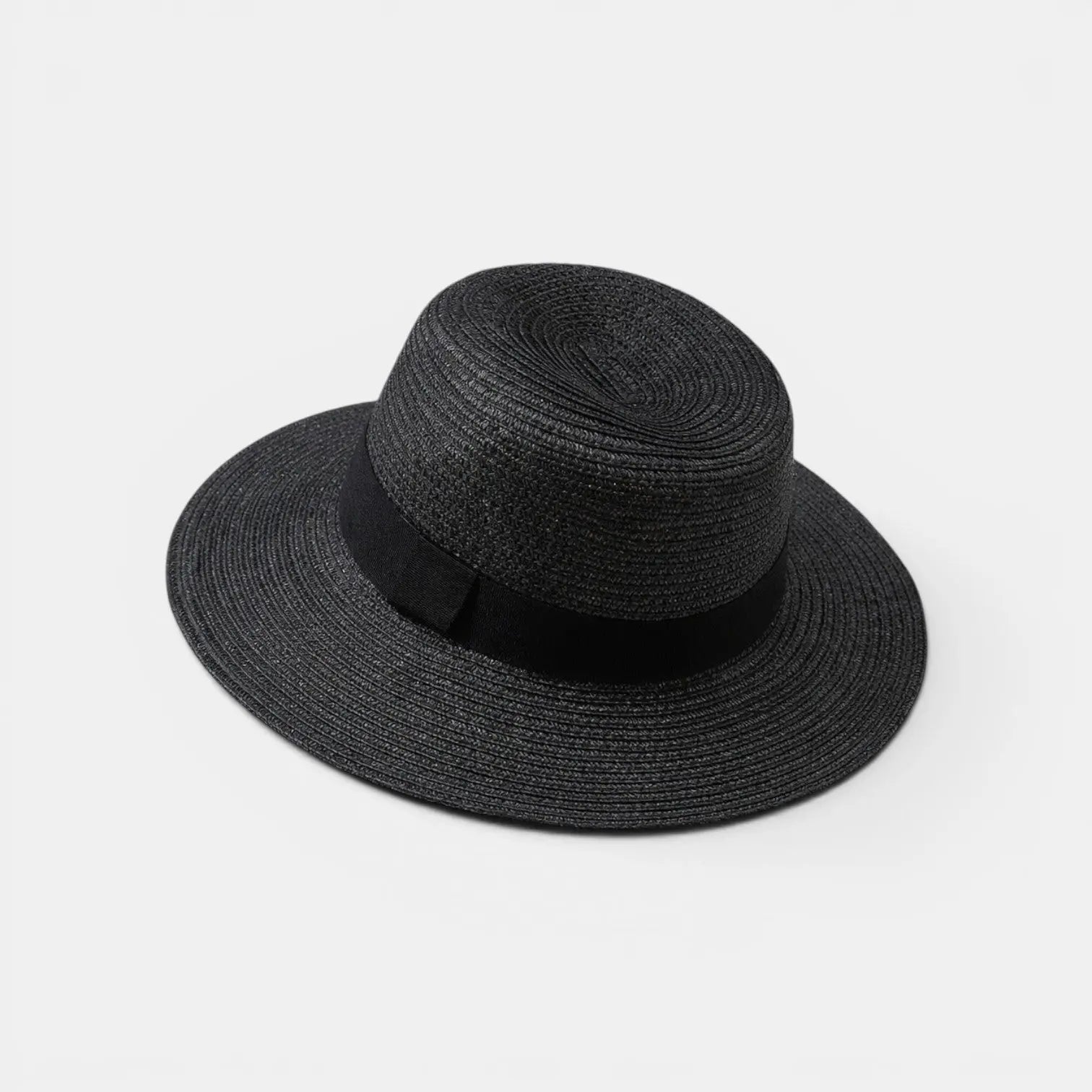 Chapeau Panama Paille Bord Large Ruban Noir