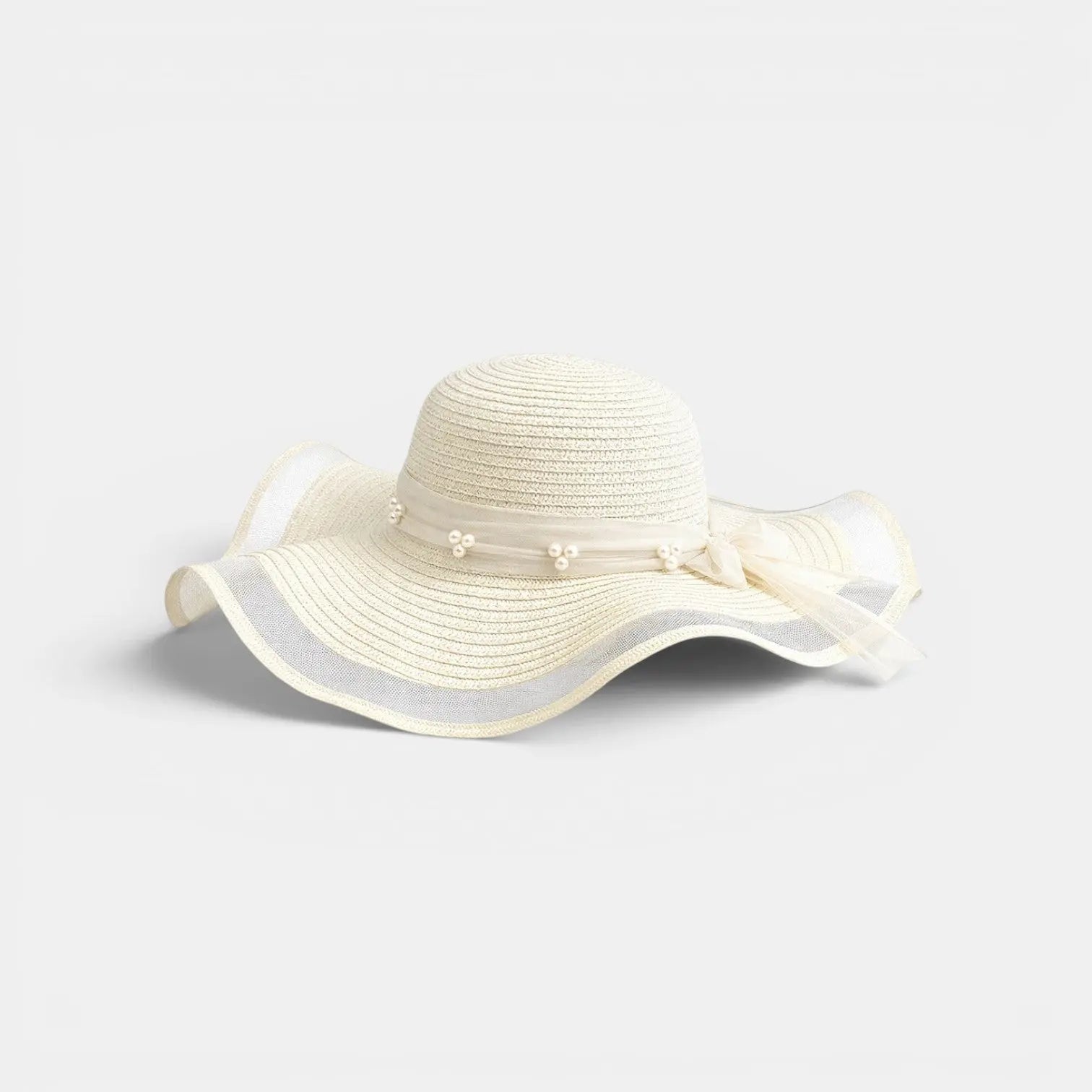Chapeau Paille Bord Large Vague Perles Femme La Boutique du Chapeau