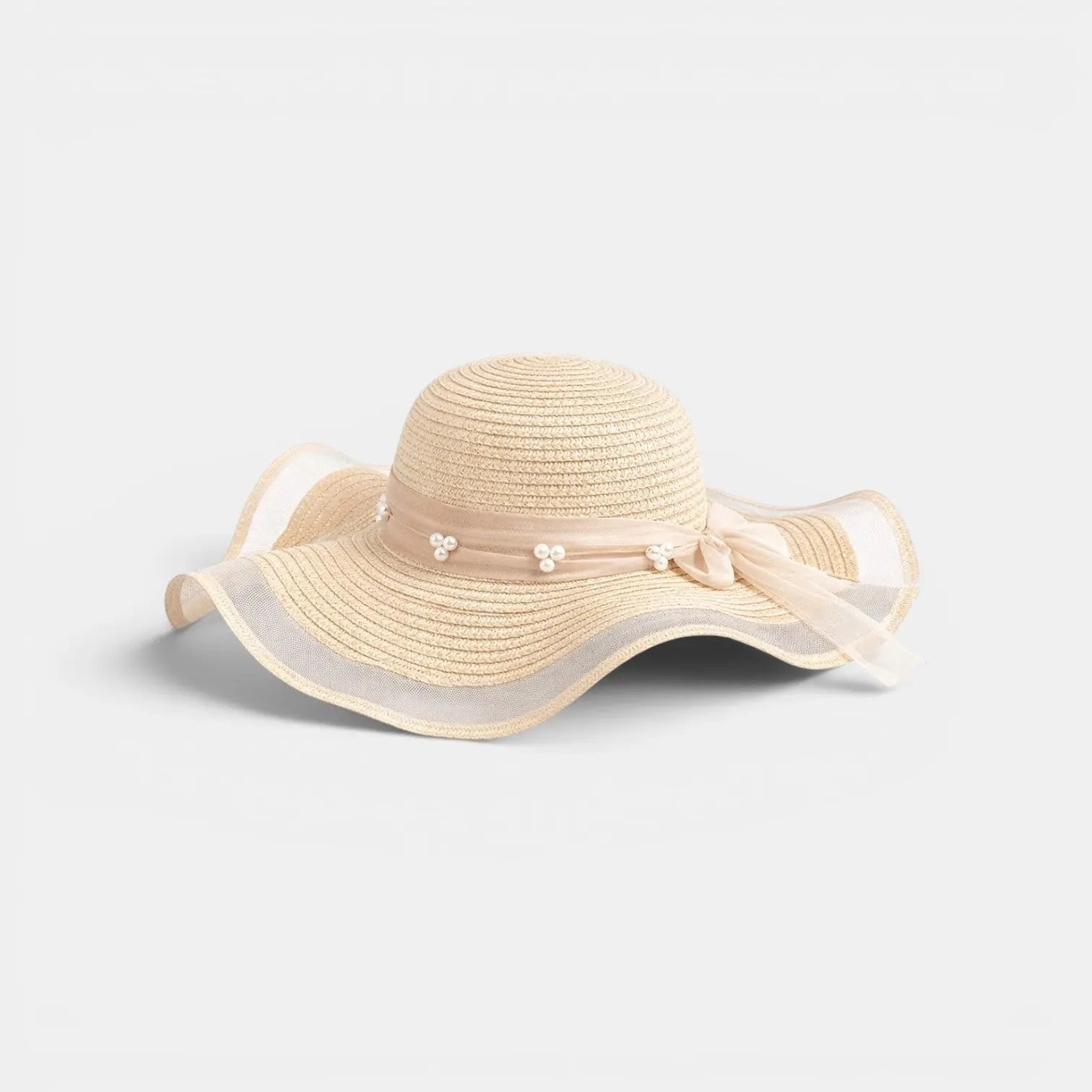 Chapeau Paille Bord Large Vague Perles Femme La Boutique du Chapeau