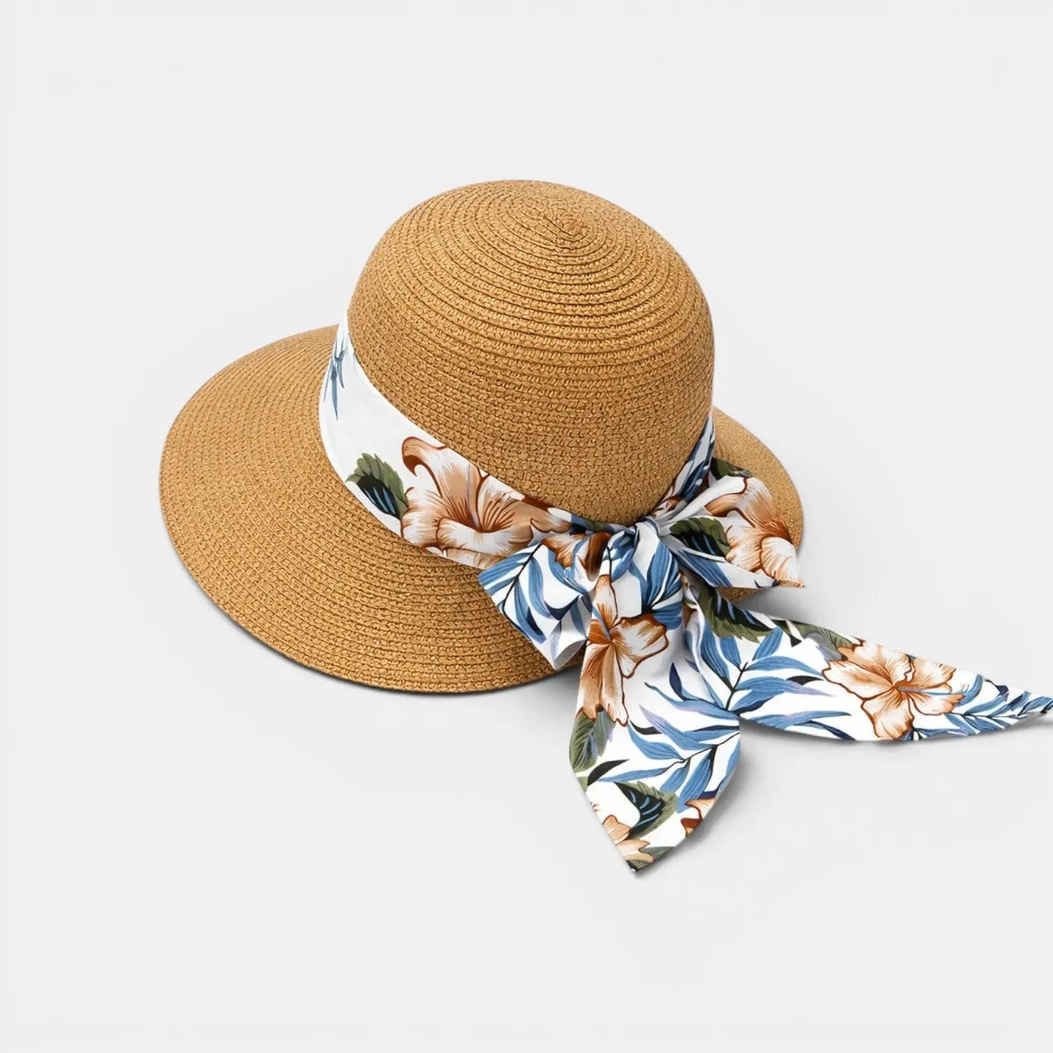 Chapeau Paille Bord Large Ruban Fleuri Femme