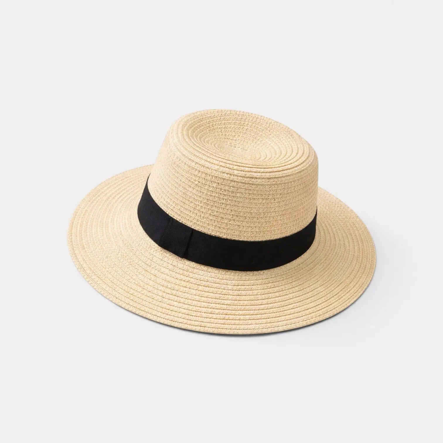 Chapeau Panama Paille Bord Large Ruban Noir