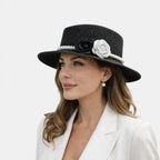 Chapeau Paille Femme Fleurs et Perles Bord Large La Boutique du Chapeau