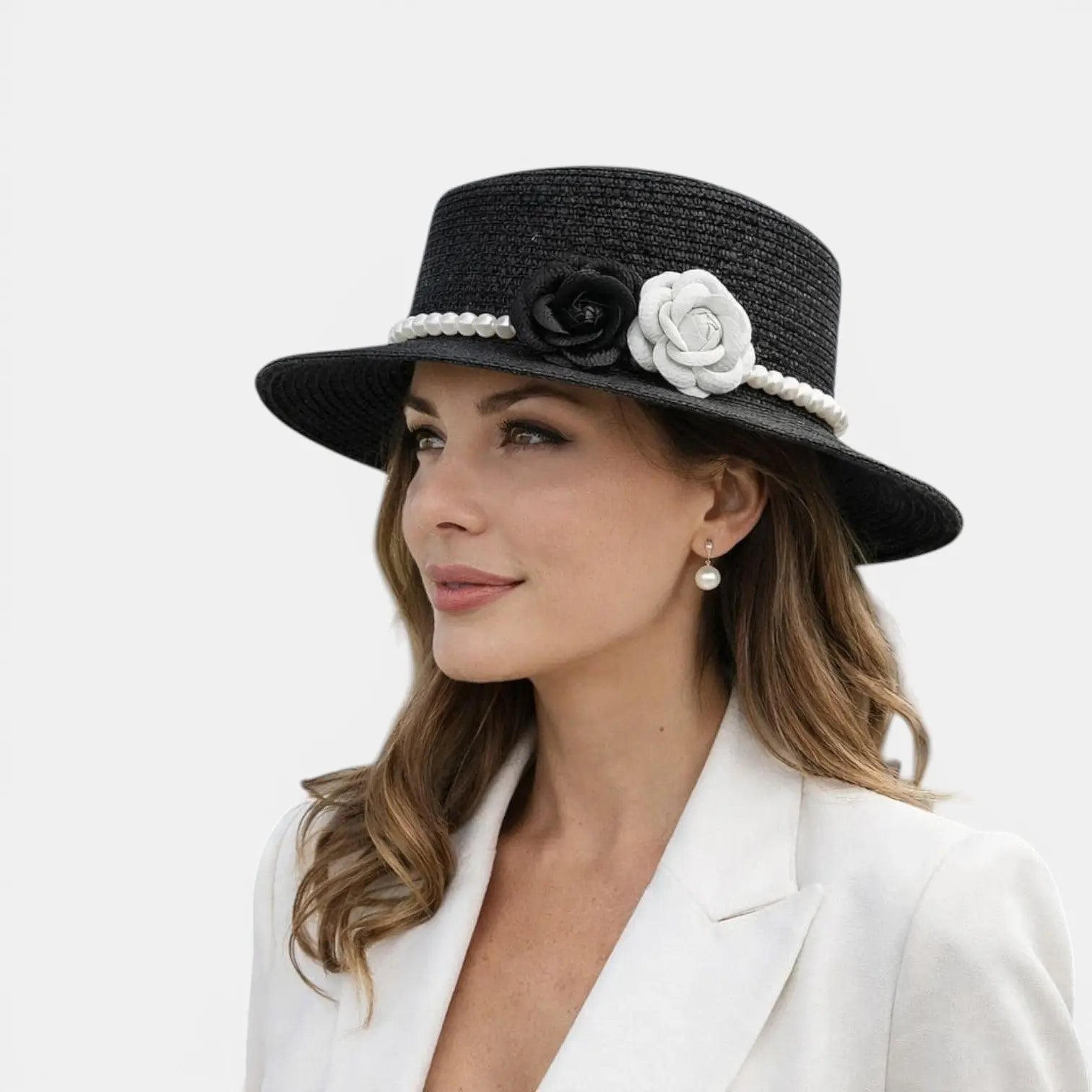 Chapeau Paille Femme Fleurs et Perles Bord Large La Boutique du Chapeau