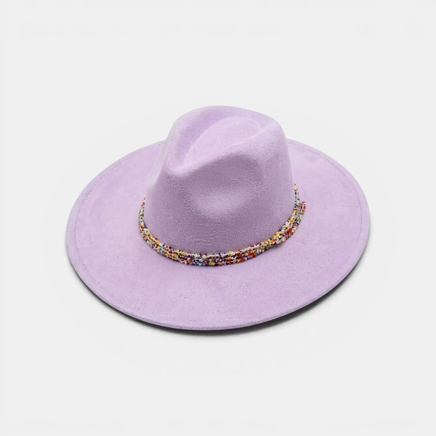 Chapeau Fedora Suédé Cordon Perlé Femme