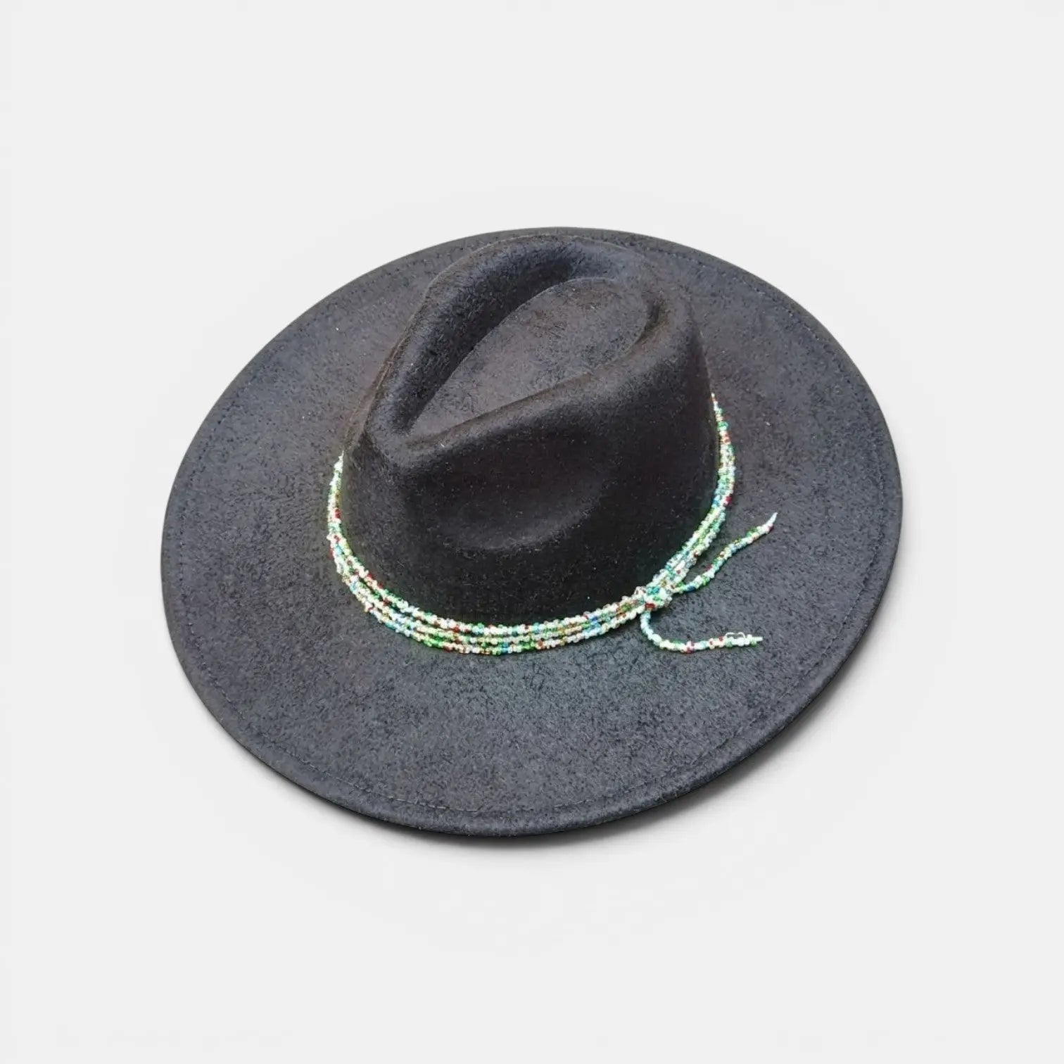 Chapeau Fedora Suédé Cordon Perlé Femme
