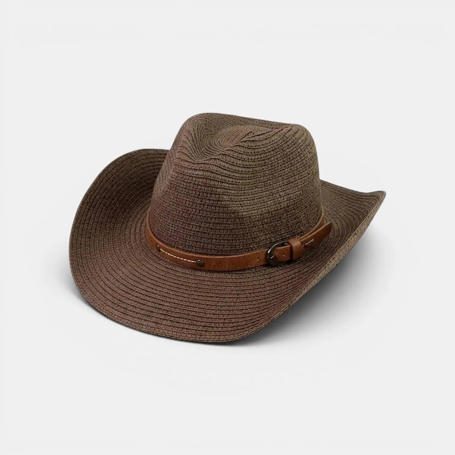 Chapeau Cowboy Paille Lanière Cuir