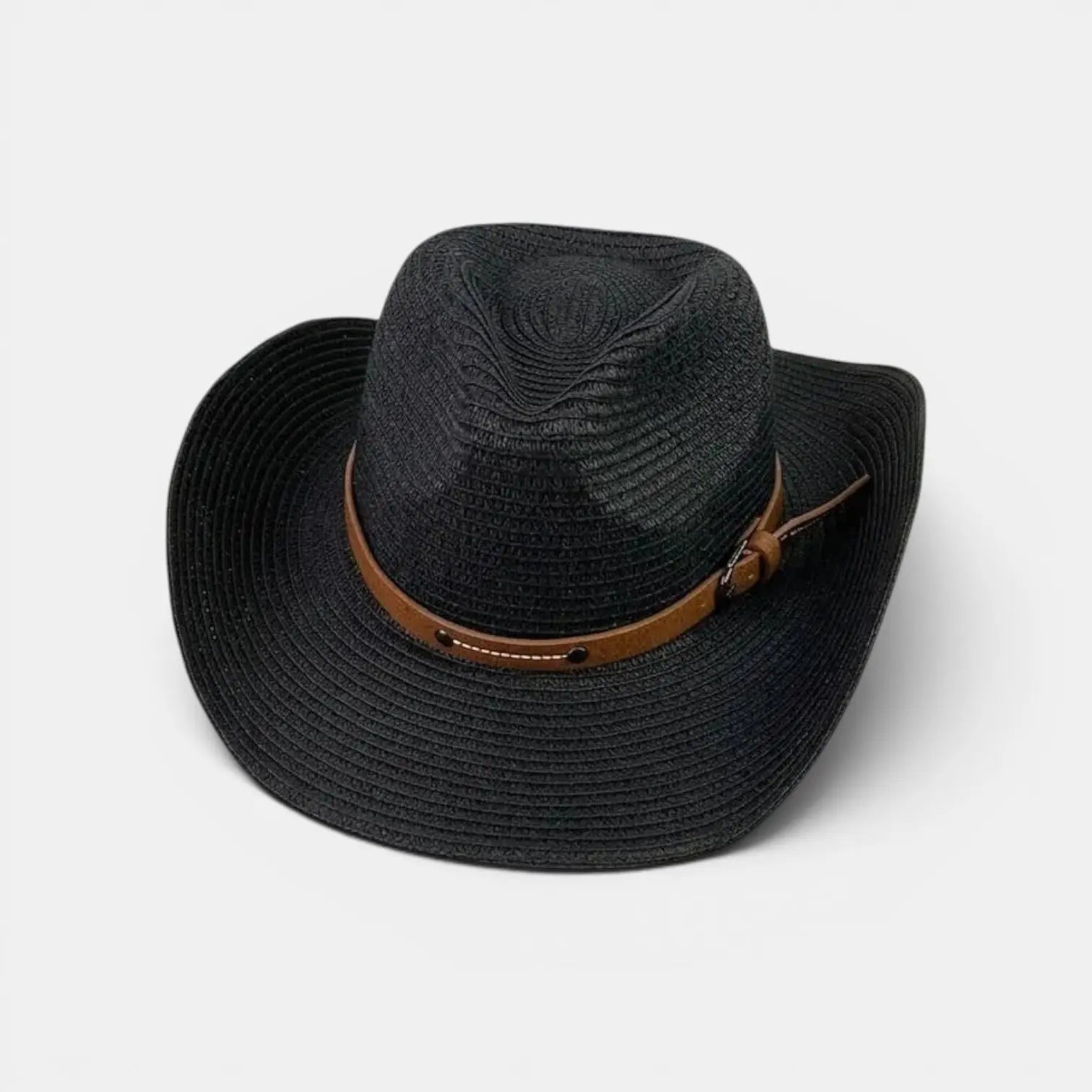 Chapeau Cowboy Paille Lanière Cuir