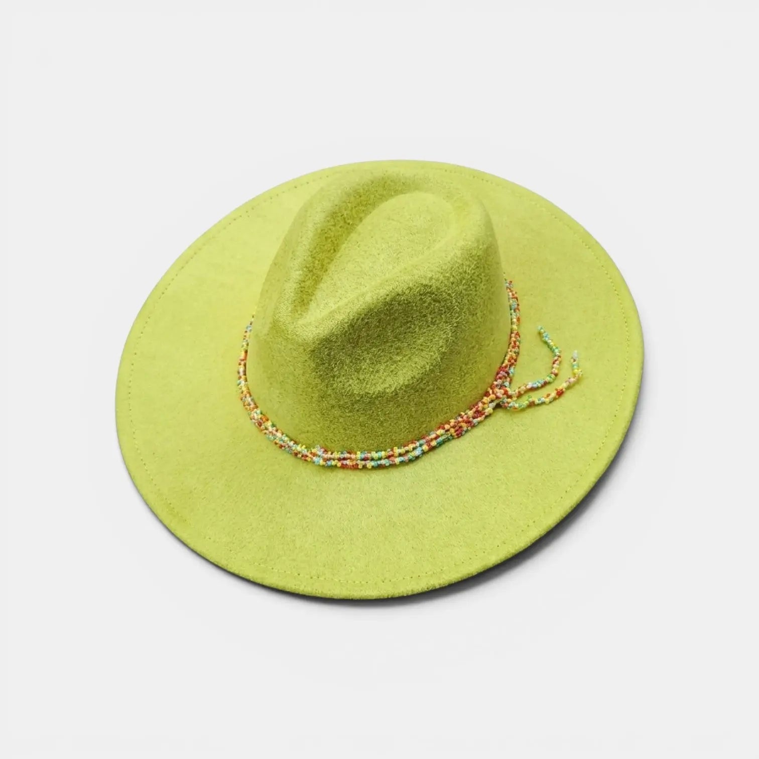 Chapeau Fedora Suédé Cordon Perlé Femme